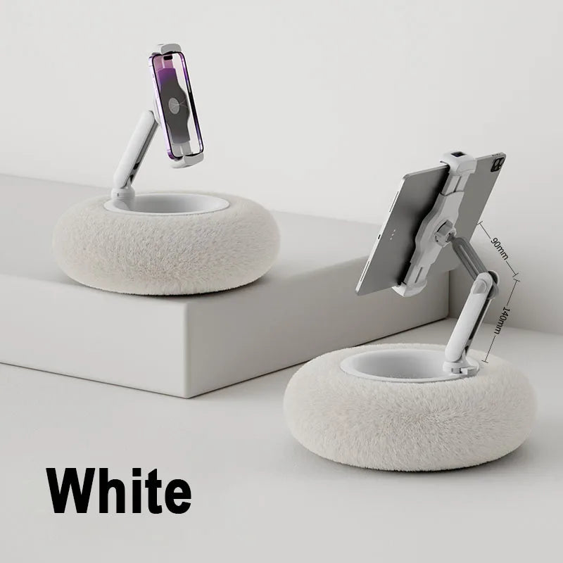2024 Plush Pillow Phone and Tablet Stand - Adjustable Desktop Bracket for Live Streaming and Video Chats - Lazy Tablet Holder