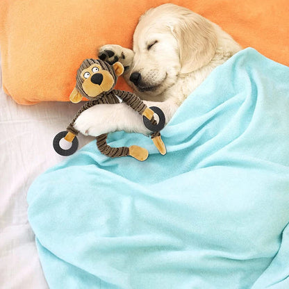 Plush Squeaky Monkey Dog Toy - Puppy Teething & Training Chew Toy for Small Dogs, Interactive Pet Playtime