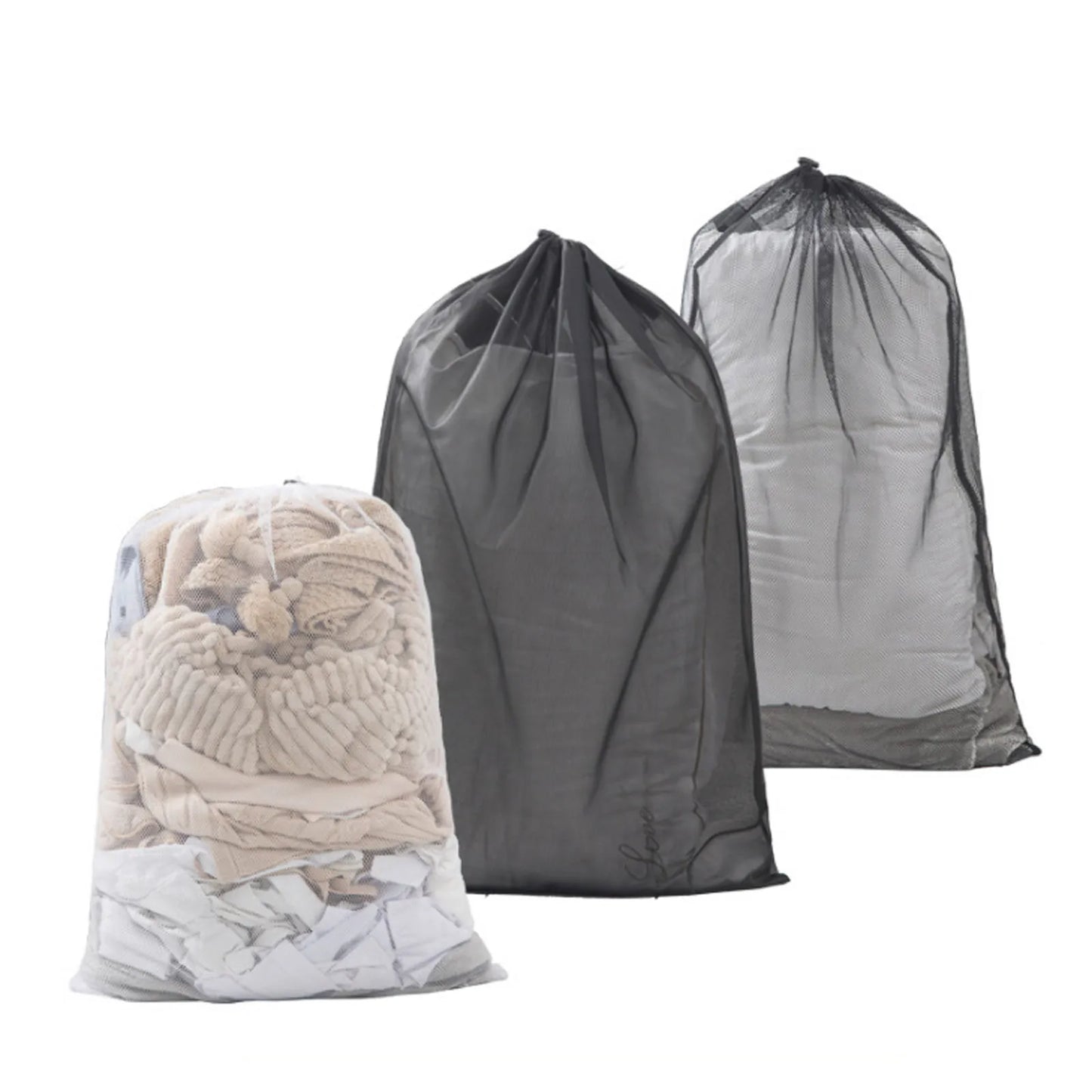 Large 60x90cm Laundry Mesh Bag — Solid Color Drawstring Clothes Washing Bag, Anti-Snag & Deformation