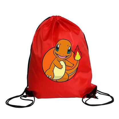 Pokémon Drawstring Tote Bag — Pikachu Character Print, Large Capacity Waterproof Backpack for Kids’ Shopping & Gift