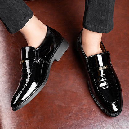 Men’s Patent Leather Oxford Shoes - Classic Slip-On Business, Wedding, Party and Office Dress Shoes Plus Size