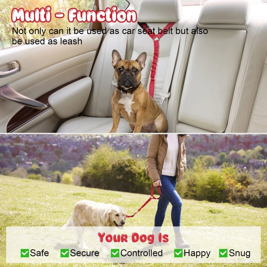 Reflective Safety Pet Car Seat Belt Leash - Elastic Buffer Dog Rope Leash - Essential Pet Product for Secure Travel