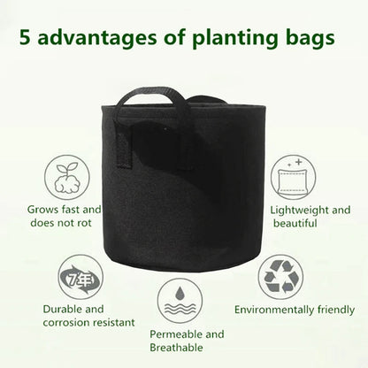 Vegetable/Flower Grow Bags – 1-5 Pcs, 1-12 Gallons Non-Woven Aeration Fabric Pots with Handles