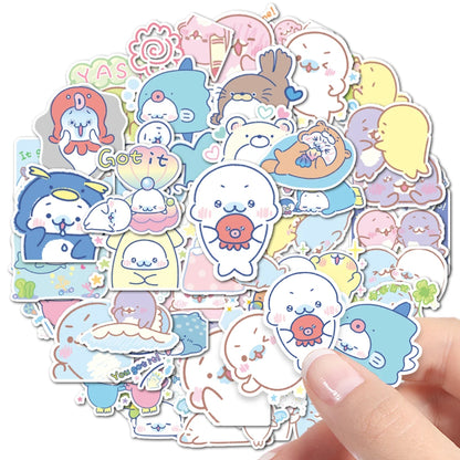 Sea Creature Stickers - Cute Self-Adhesive Ocean Animal Decals for Party Gifts, Desktops, Phone Cases, and Notebooks