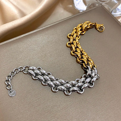 Greatera Handmade Braided Titanium Steel Bracelet – Waterproof Contrast Color Chain Bangle for Men & Women Classic Jewelry