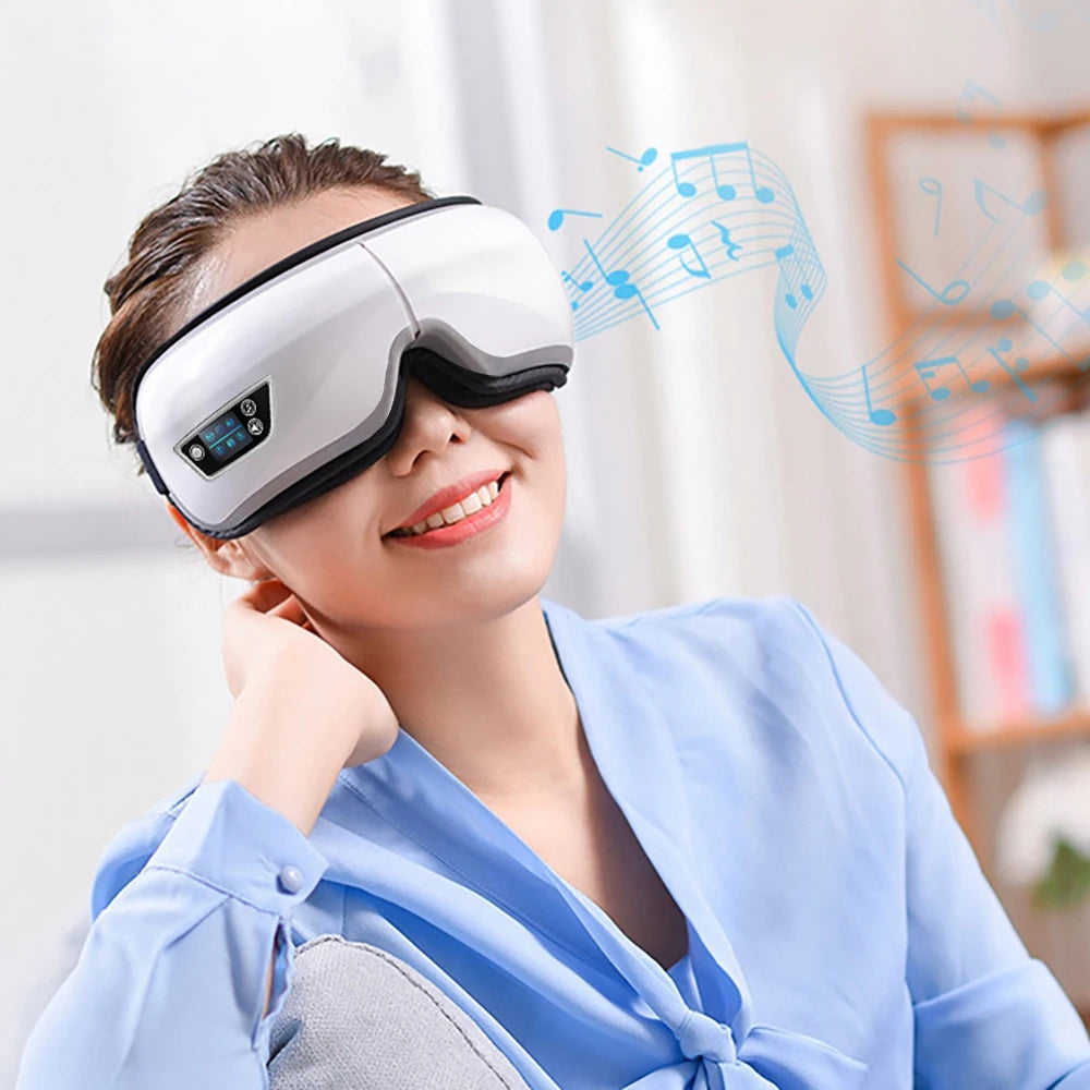 6D Smart Vibration Eye Massager – Hot Airbag Compress, Bluetooth Music Sleep Mask for Eye Relaxation & Fatigue Care