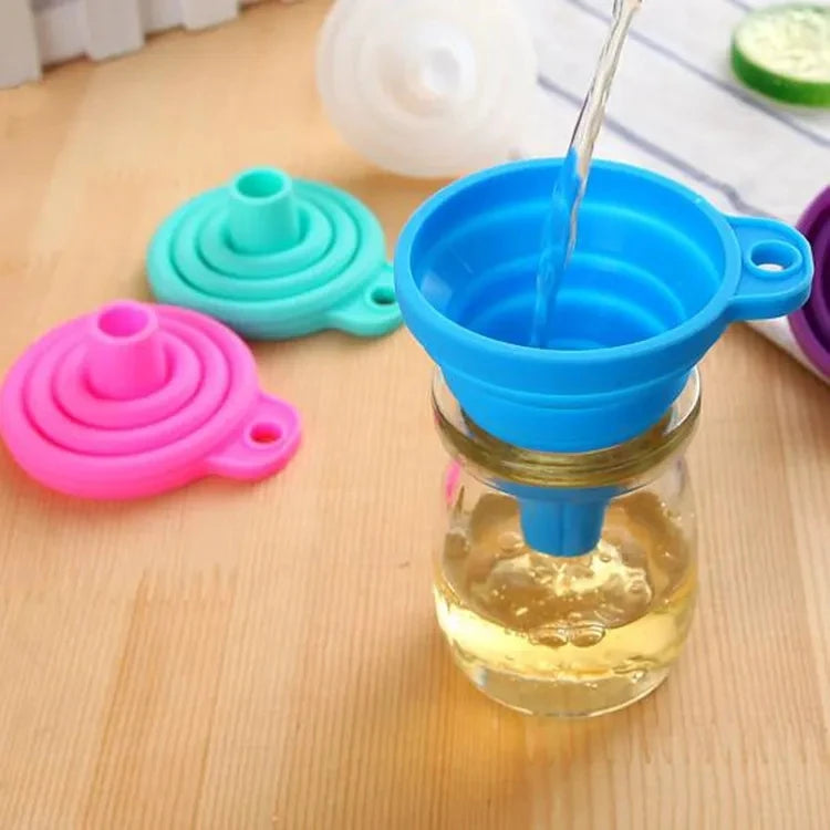 Mini Silicone Foldable Funnel - Collapsible Portable Funnel for Kitchen, Oil, Fuel & More