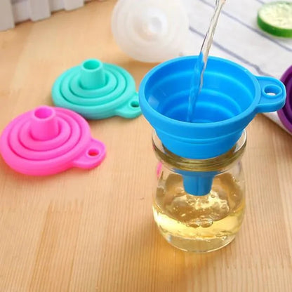Mini Foldable Silicone Funnel - Collapsible Portable Funnel for Fuel, Oil, Beer & Kitchen Accessories