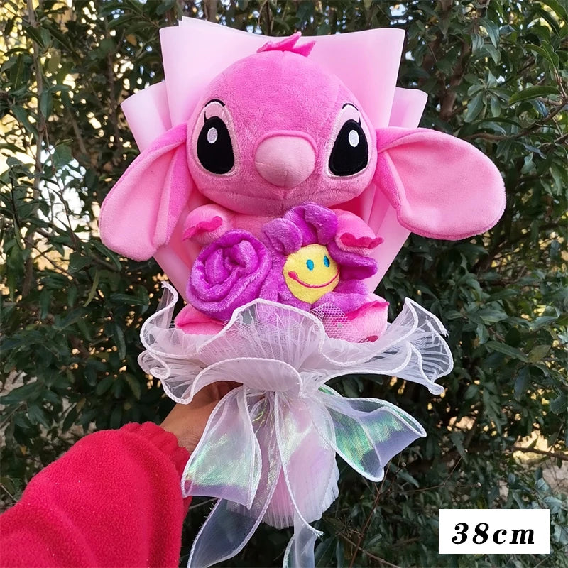 Lilo & Stitch Bouquet PVC Anime Stuffed Doll – Rose & Sunflower Gift for Birthday, Valentine’s & Christmas Day
