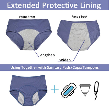 5-Pack Women’s Leak-Proof Menstrual Panties – Plus Size L-8XL Waterproof Period Underwear