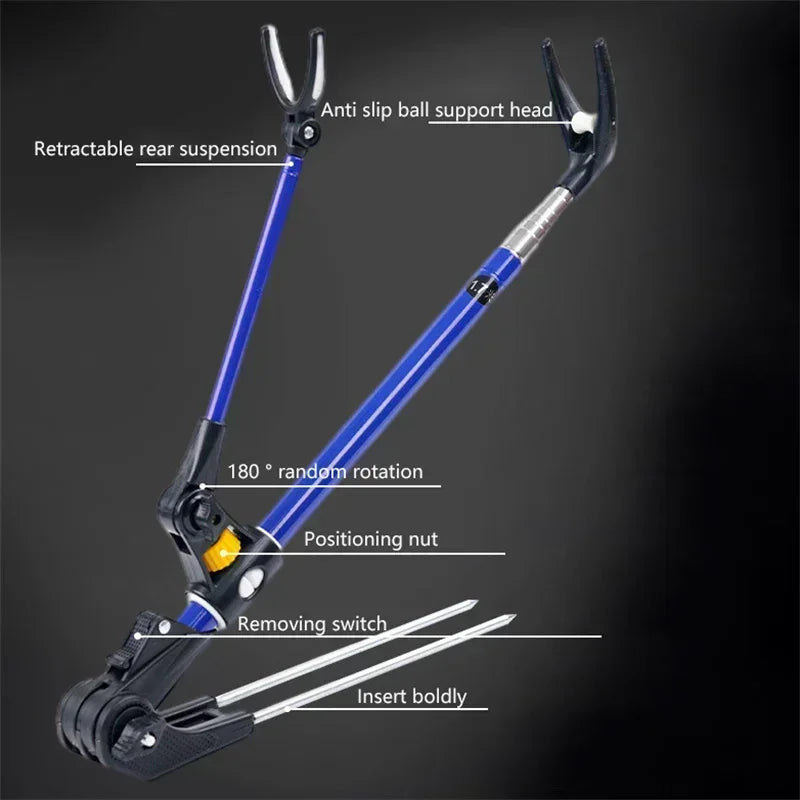 Adjustable Stainless Steel Telescopic Fishing Rod Holder Bracket – 1.7M/2.1M/2.4M Thickened Dual-Purpose Fishing Rod Support Stand for Outdoor Fishing