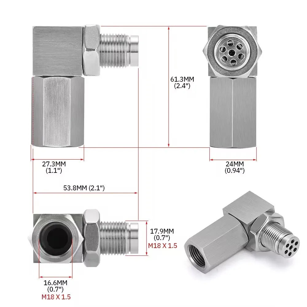 New 90 Degree Oxygen Sensor Extender – Mini Catalyst Lambda O2 Adapter, M18*1.5 Universal CEL Fix