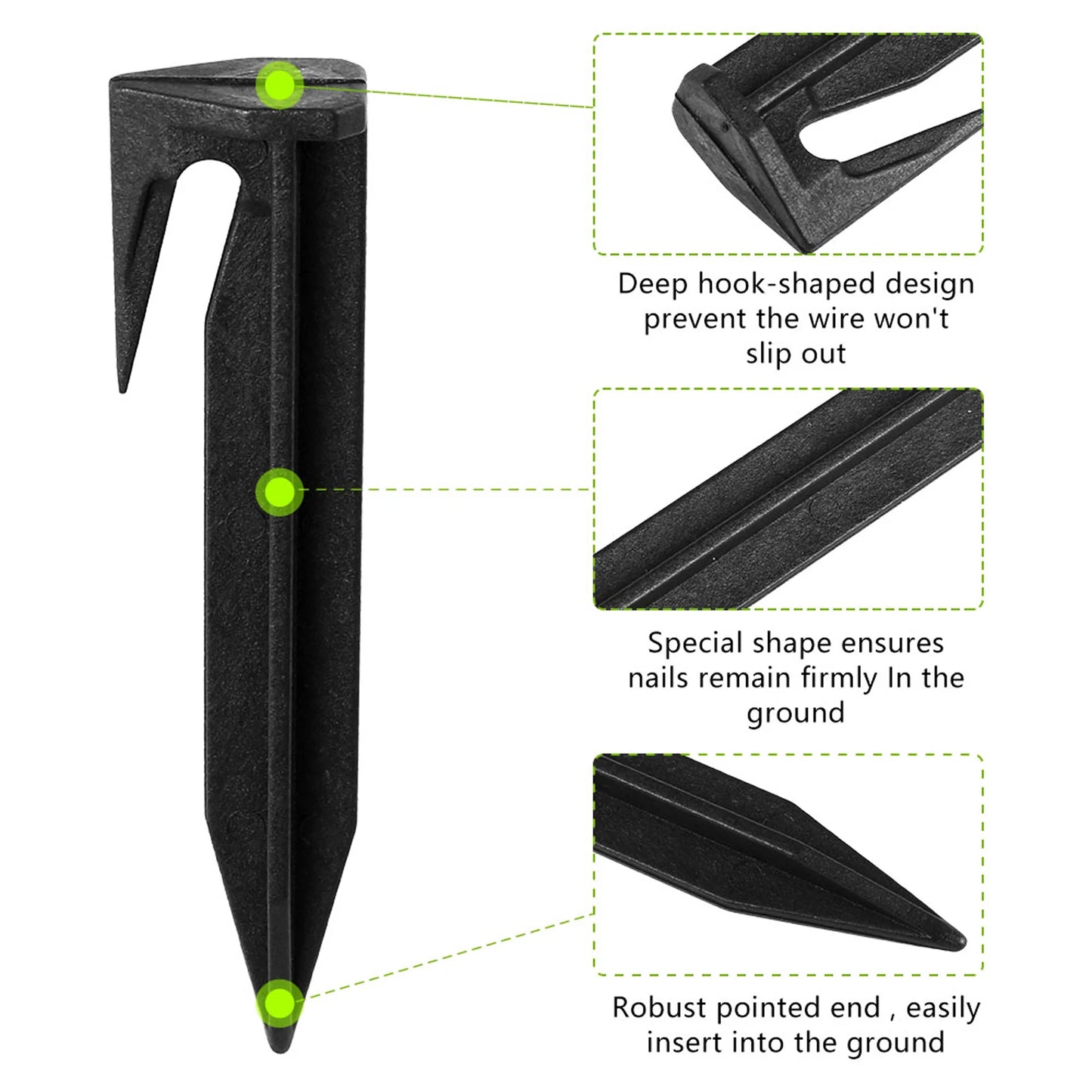 Garden Lawn Mower Ground Pegs - 100-300PCS Eco-Friendly Boundary Cable Stakes for Quick Installation