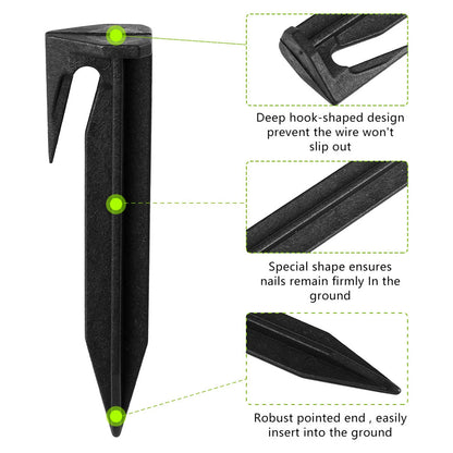Garden Lawn Mower Ground Pegs - 100-300PCS Eco-Friendly Boundary Cable Stakes for Quick Installation