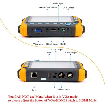 8MP CCTV Tester 5-Inch Monitor – 4K AHD/CVI/TVI/CVBS Camera Tester with HDMI & VGA Input, Mini CFTV Display