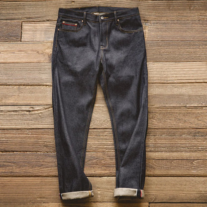 Maden Retro 11.6oz Selvedge Raw Denim Jeans – Tapered Regular Fit with Zipper Fly, High-Quality Men’s Pants
