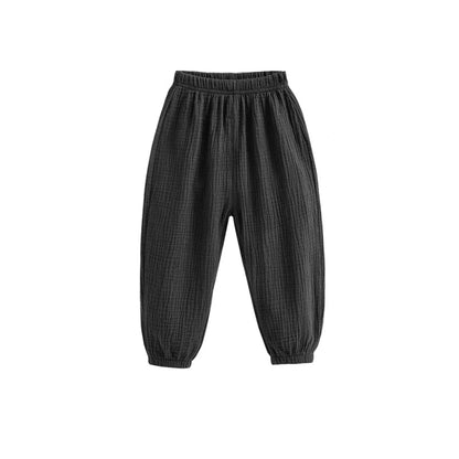 Summer Korean Kids Cotton Linen Pants – Casual High Waist Loose Pleated Harem Trousers for Girls & Boys