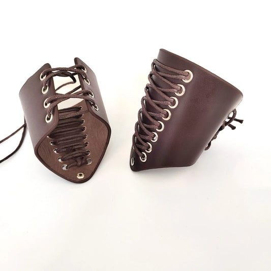 Medieval Punk Vintage Wrist Guard – PU Leather Lace-Up Arm Protector for Men, Parties & Festivals