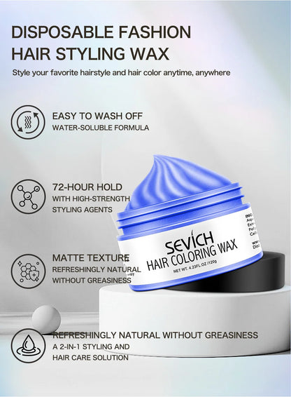 Temporary Hair Color Wax Kit – Washable Instant Hair Dye Cream for Men, Women & Kids, Party Cosplay, Blue, Purple, Red, Green