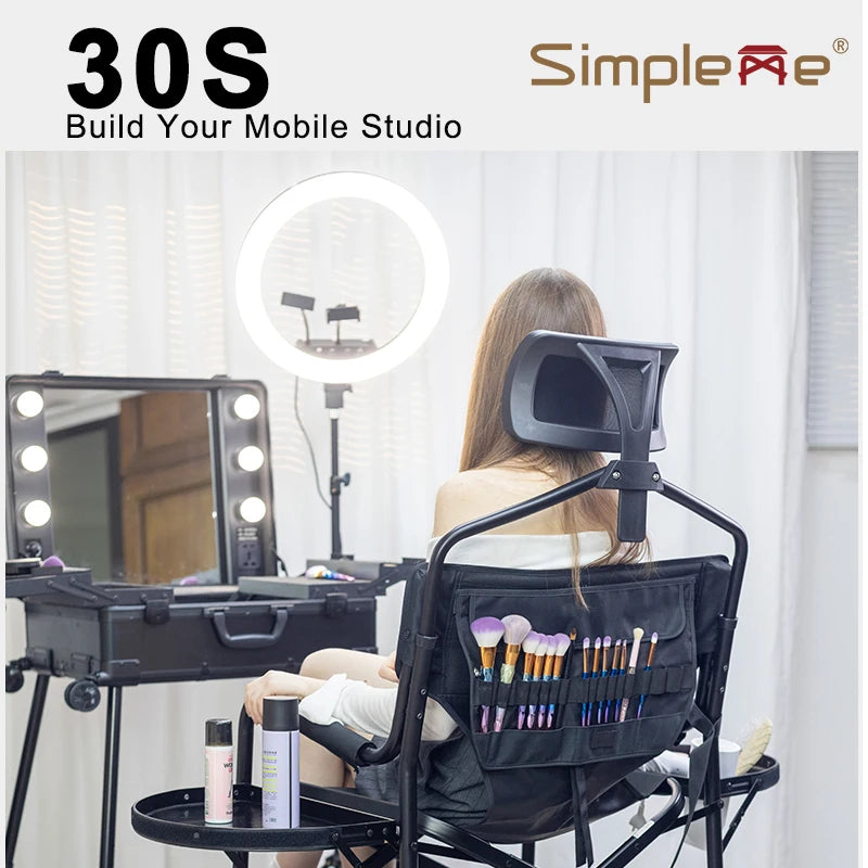 Simpleme Adjustable Makeup Artist Chair – Lightweight 4.5kg Swivel Salon Stool