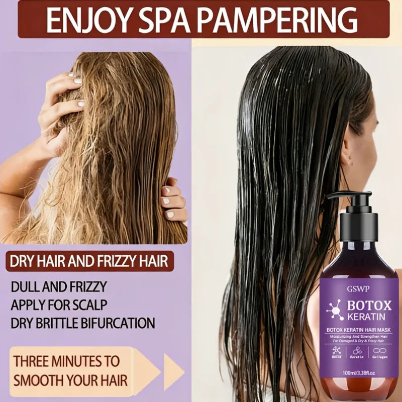 GSWP Botox Keratin Hair Mask - Moisturizing Repair Treatment for Damaged, Frizzy & Tangled Hair