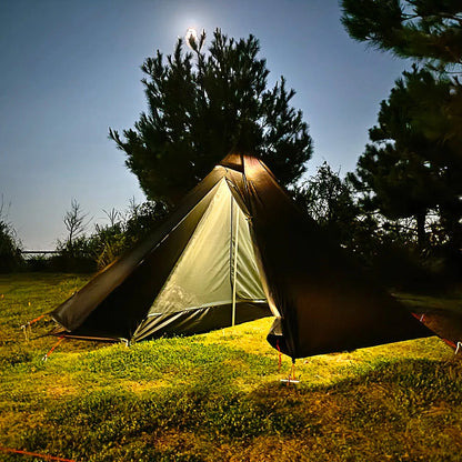 Camping Hot Tent with Chimney Window - Ultralight Tipi Teepee Pyramid, Double Layer Bushcraft Tent for 1 Person
