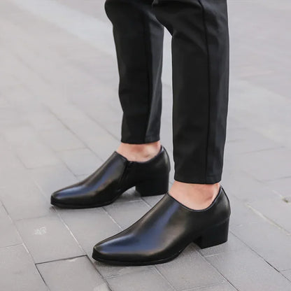 Men’s Genuine Leather Pointed Toe Shoes - Business Wedding Dress Loafers with Stylish Formal Design