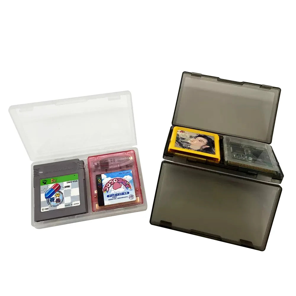 4-in-1 Game Card Case — Transparent Plastic Protective Storage Box for Game Boy Color, GBC & GB Game Cards