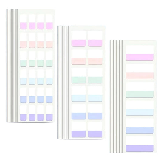 420PCS Light Color Sticky Index Tabs - 3 Sizes, 6 Colors Writable & Reusable File Flag Labels for Bible