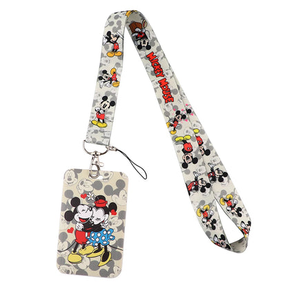 Lilo & Stitch Cute Couples Lanyard – Keychain, ID Badge Holder & Phone Strap with Card Cover Charm Accessories