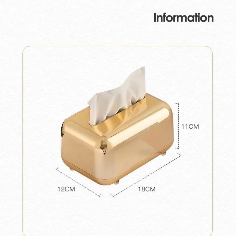 Luxury Golden Tissue Box – Desktop Napkin Holder & Paper Organizer for Home, Kitchen & Office