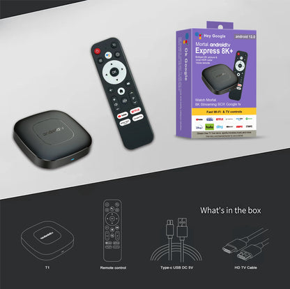 Android 13 Smart Home Theater TV Box – Allwinner H313, Google Assistant, Netflix Streaming, Bluetooth Media Player, 2GB/16GB, 2.4G/5G Wifi, T1