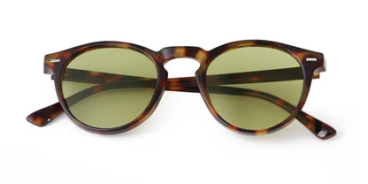 Vintage Round Sunglasses – 2024 Fashion Design for Men & Women, Retro Rivet Yellow & Blue Lens, Square Sun Glasses