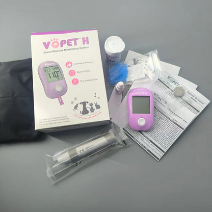 Pet Blood Glucose Meter - Digital Blood Sugar Monitoring System for Dogs and Cats with Diabetes Management Accessories