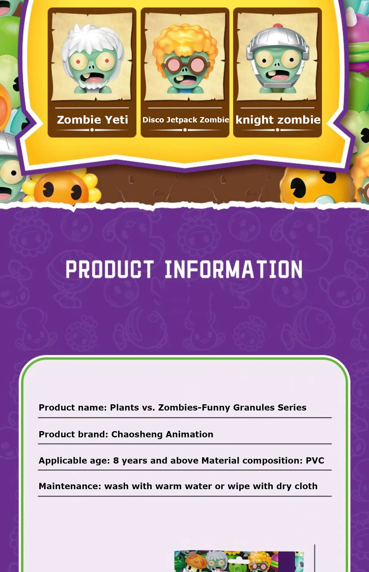 Plants vs Zombies Q Version Mini Figures – Random 4-Style Plant & Zombie Toys for Collection