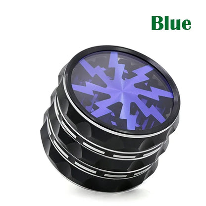 2.5-Inch Hand Crank Aluminum Grinder with Clear Top – 65mm Black & Green Herb Grinder Gift
