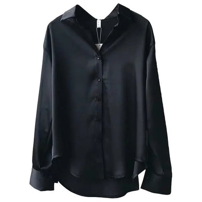 Women’s Spring & Autumn Blouse — Casual Long Sleeve Shirt with Turn-Down Collar DF4849