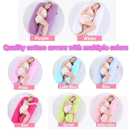 Cotton Maternity U-Shaped Body Pillow Case – 140/150cm Removable & Washable Cover for Pregnancy Support