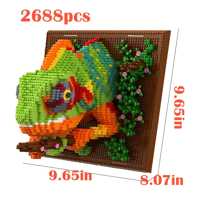 Creative 3D Wall Art Frame DIY Building Block Set – Shark, Eagle & Parrot Micro Animal Particle Model Toy for Adults Home Decor Gift