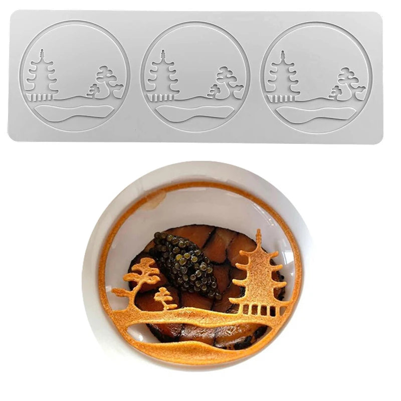 Chinoiserie Pavilion Silicone Mold — DIY Leaf, Flower & Swan Sugar Lace Pad for Chocolate & Crisp Cake Decoration