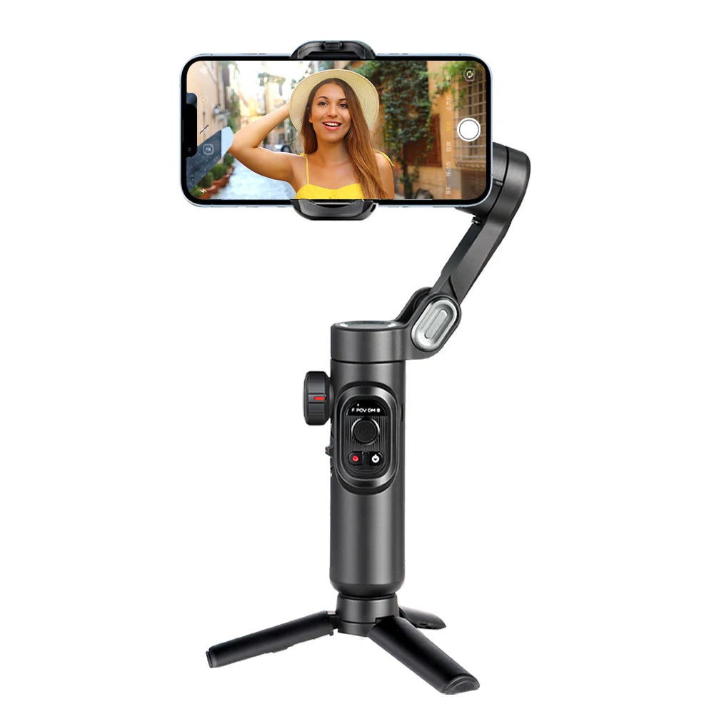 AOCHUAN 3-Axis Smartphone Gimbal - Handheld Stabilizer with Fill Light & Face Tracking for iPhone Android Vlogging