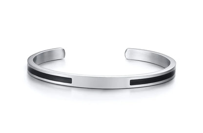 Men's Enamel Bangle - Viking Logo Cuff Bracelet, Stainless Steel Minimalist Bangle for Gentlemen