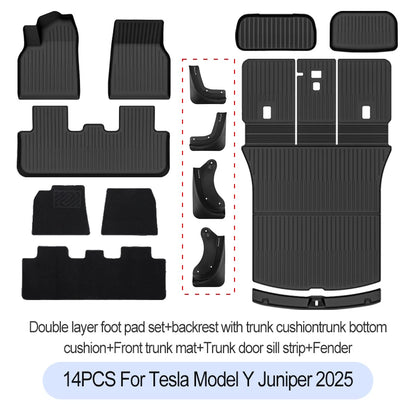 Tesla Model Y Juniper 2025+ TPE Floor Mats Set – Premium All-Weather Cargo & Trunk Liner, Wear-Resistant Car Interior Foot Protection Mats