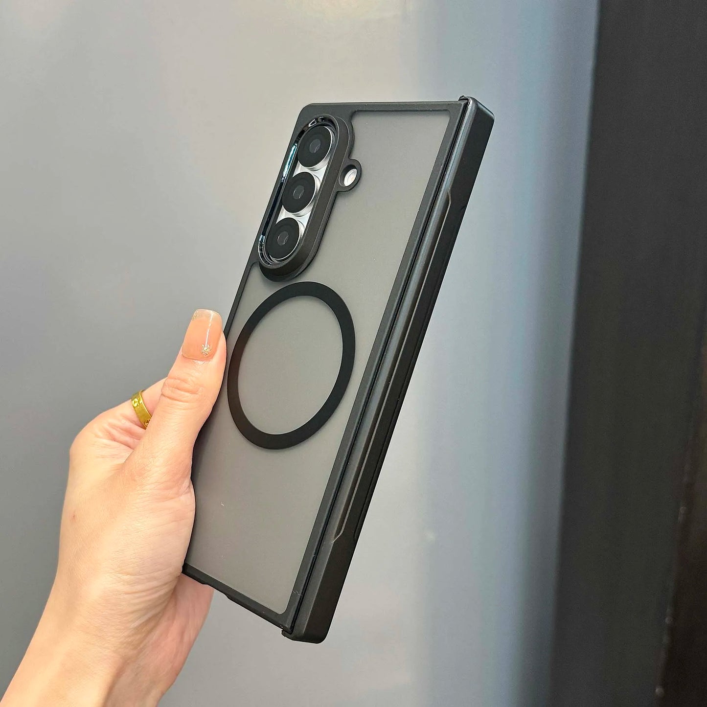 MagSafe-Compatible Case for Samsung Galaxy Z Fold 7 – Translucent Hinge, Shockproof Folding Cover with Magnetic Wireless Charging
