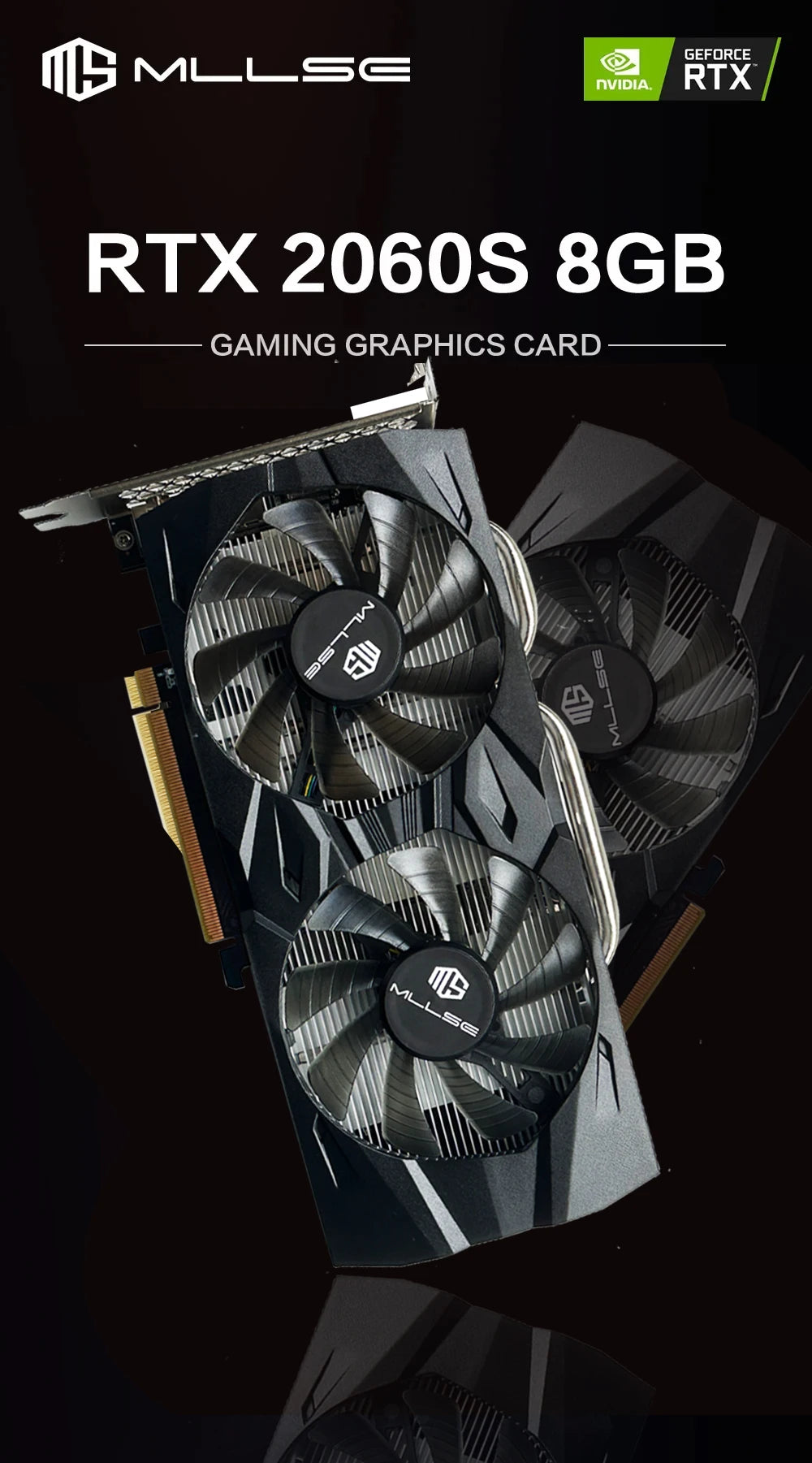 MLLSE RTX 2060 Super 8GB Gaming Graphics Card — GDDR6 256-Bit, 8-Pin PCIe 3.0x16 for High-Performance Gaming