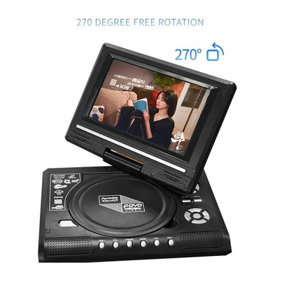 7.8 Inch Portable DVD CD Player - Rotatable Screen Desktop Media Player with Remote Control for Travel