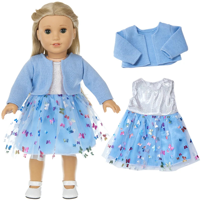18-Inch Girl Doll Clothes – Pink Coat & Office Dress Outfit, Baby Girl Doll Gift Toy