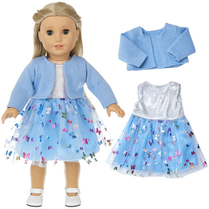 18-Inch Girl Doll Clothes – Pink Coat & Office Dress Outfit, Baby Girl Doll Gift Toy