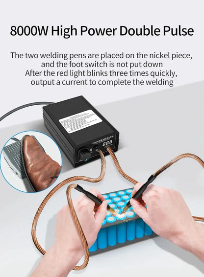 8000W Mini Spot Welder Kit – DIY 18650 Battery Pack Welding Machine with Pen for 0.15mm Nickel Strip