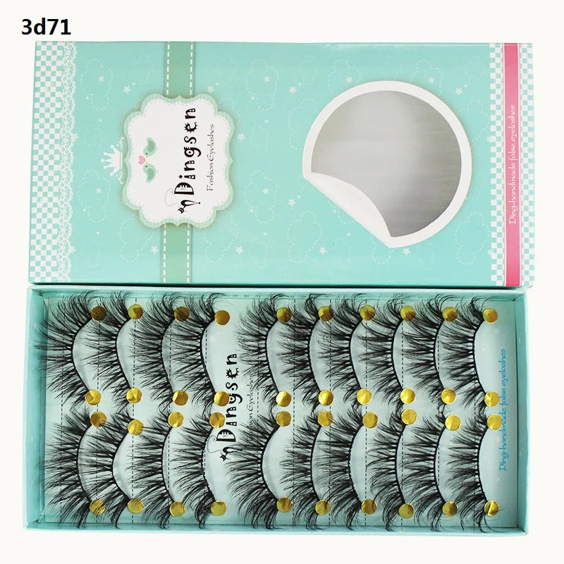 DINGSEN 10 Pairs Handmade Eyelash Fans – Individual False Lashes for Beauty & Makeup, Factory Price